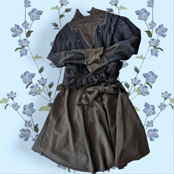 Women's antique 1900s Victorian black‎ lace outfit - Picture 1 of 10